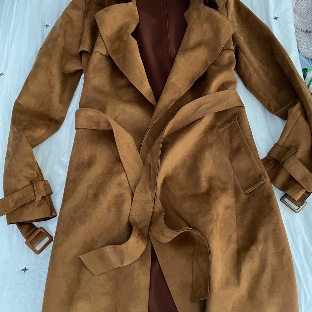F21 suede trench coat.